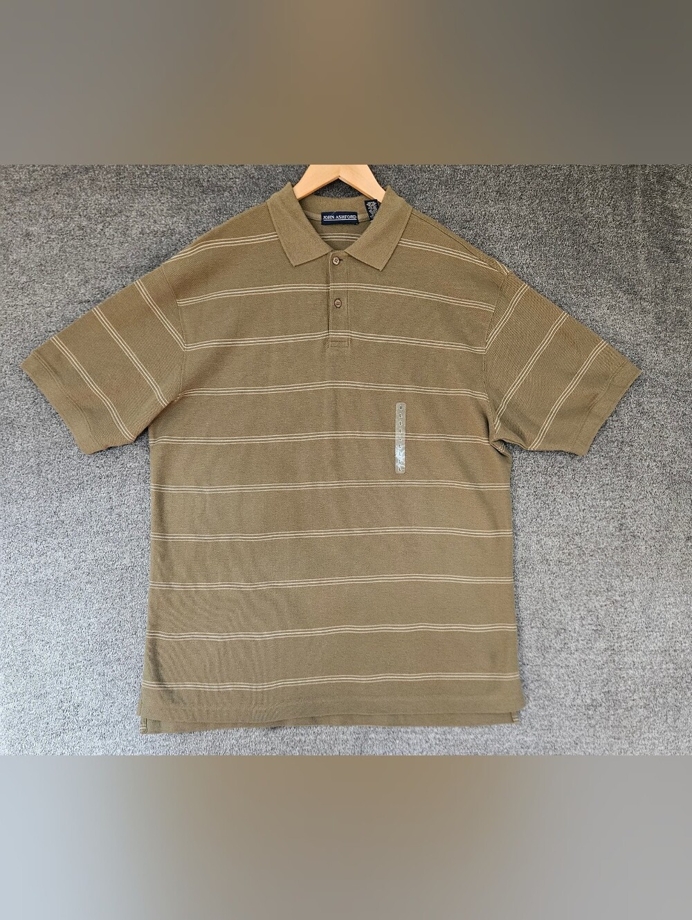 NWOT John Ashford Polo Shirt 100% Cotton Olive Green Size L.